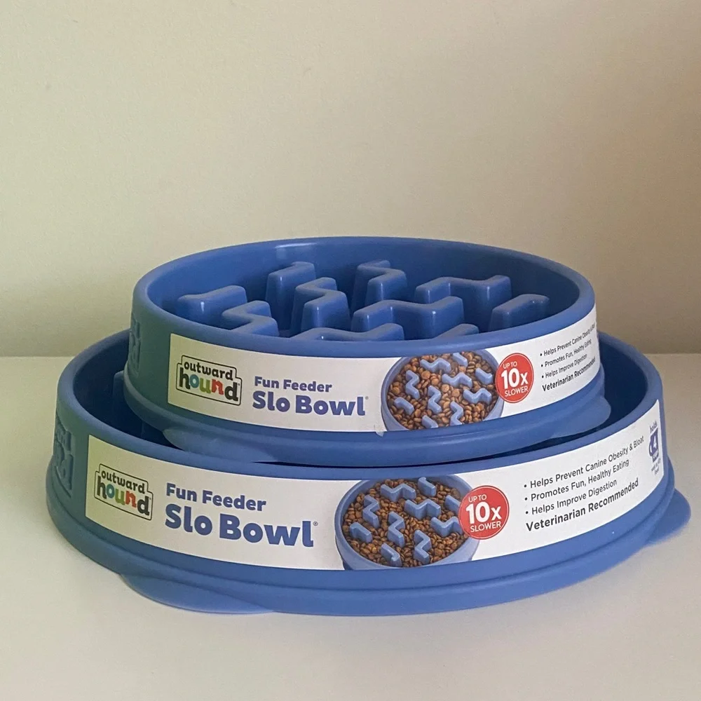 Outward Hound Fun Slow Feeder Dog Bowl 2 cup & 4 cup Blue PVC BPA Lead Free 🐶💙🩷